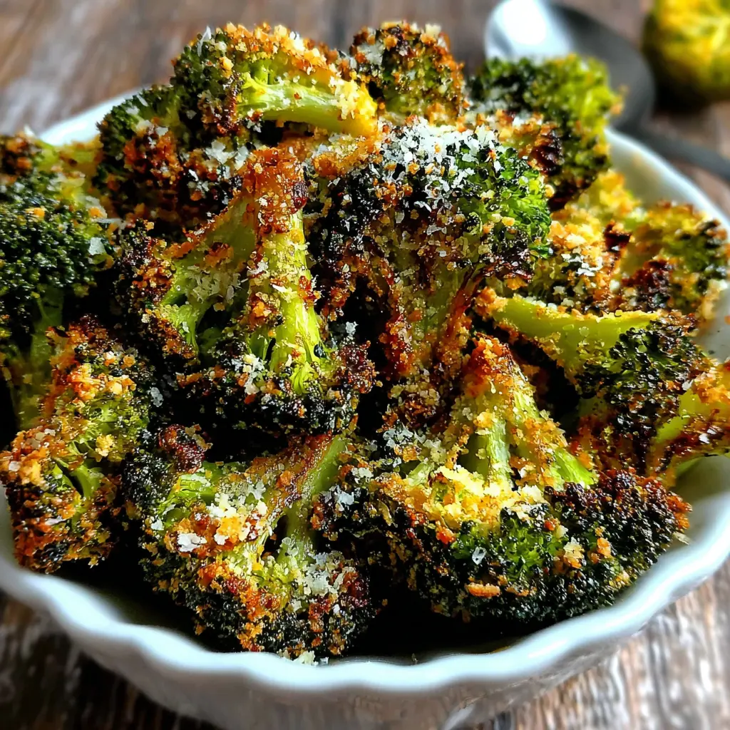 Air Fryer Broccoli Chips final presentation