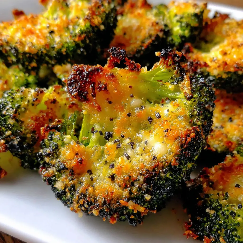 Air Fryer Broccoli Chips close up