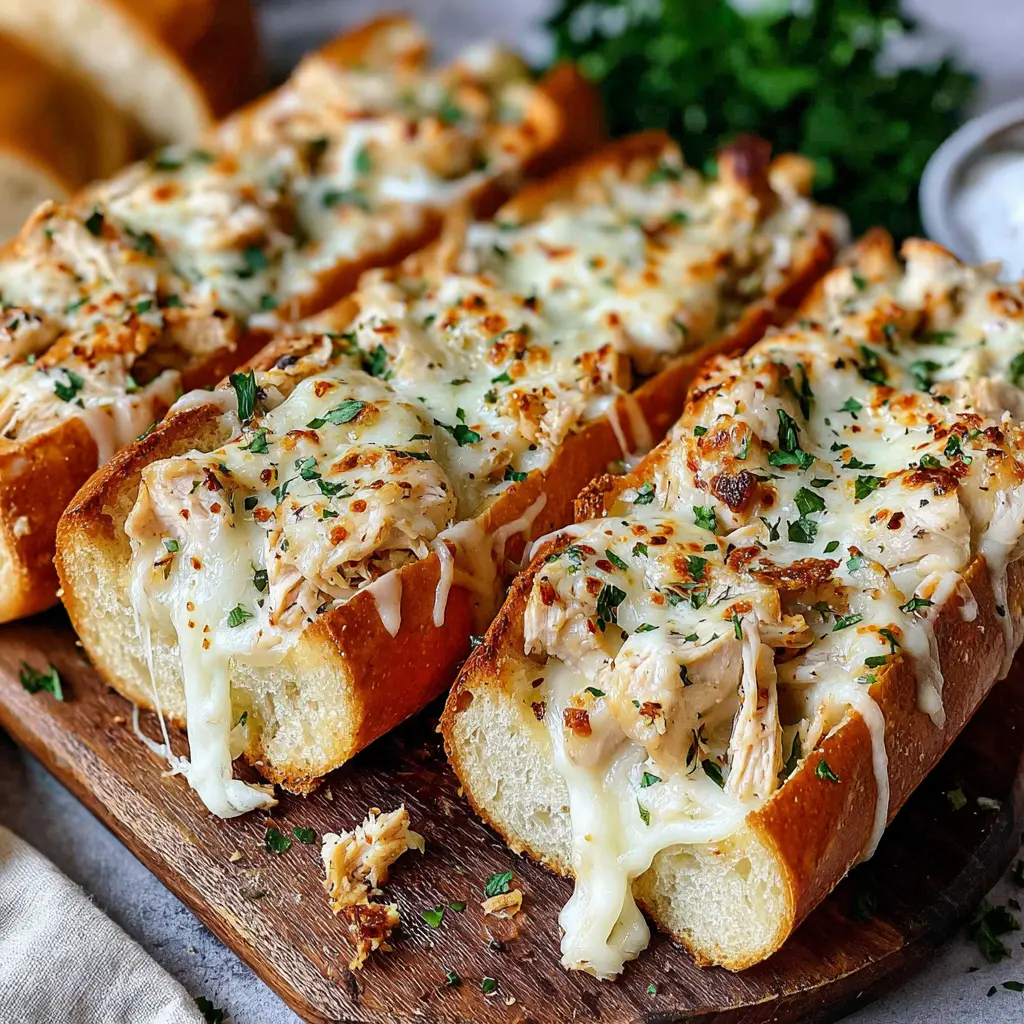 Chicken Alfredo Stuffed Garlic Bread final presentation