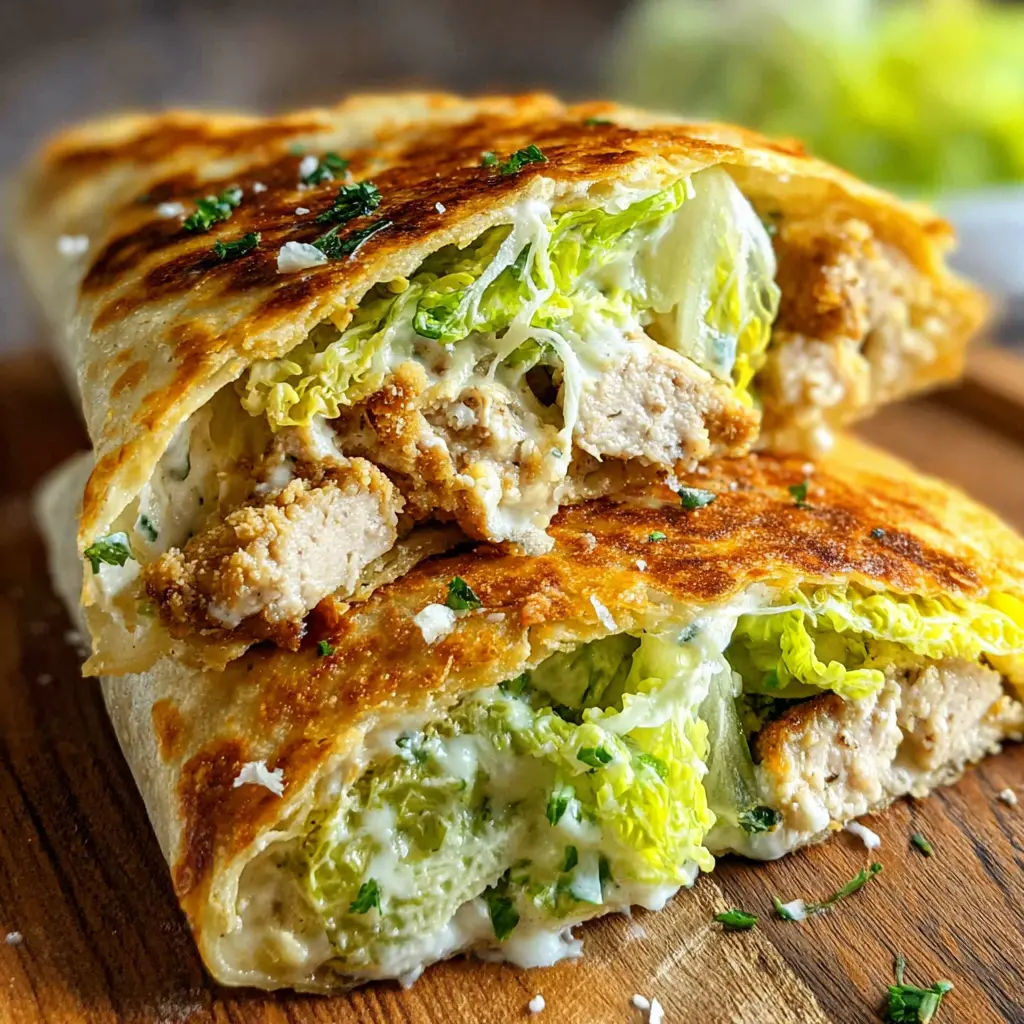 Chicken Caesar Smash Wrap close up