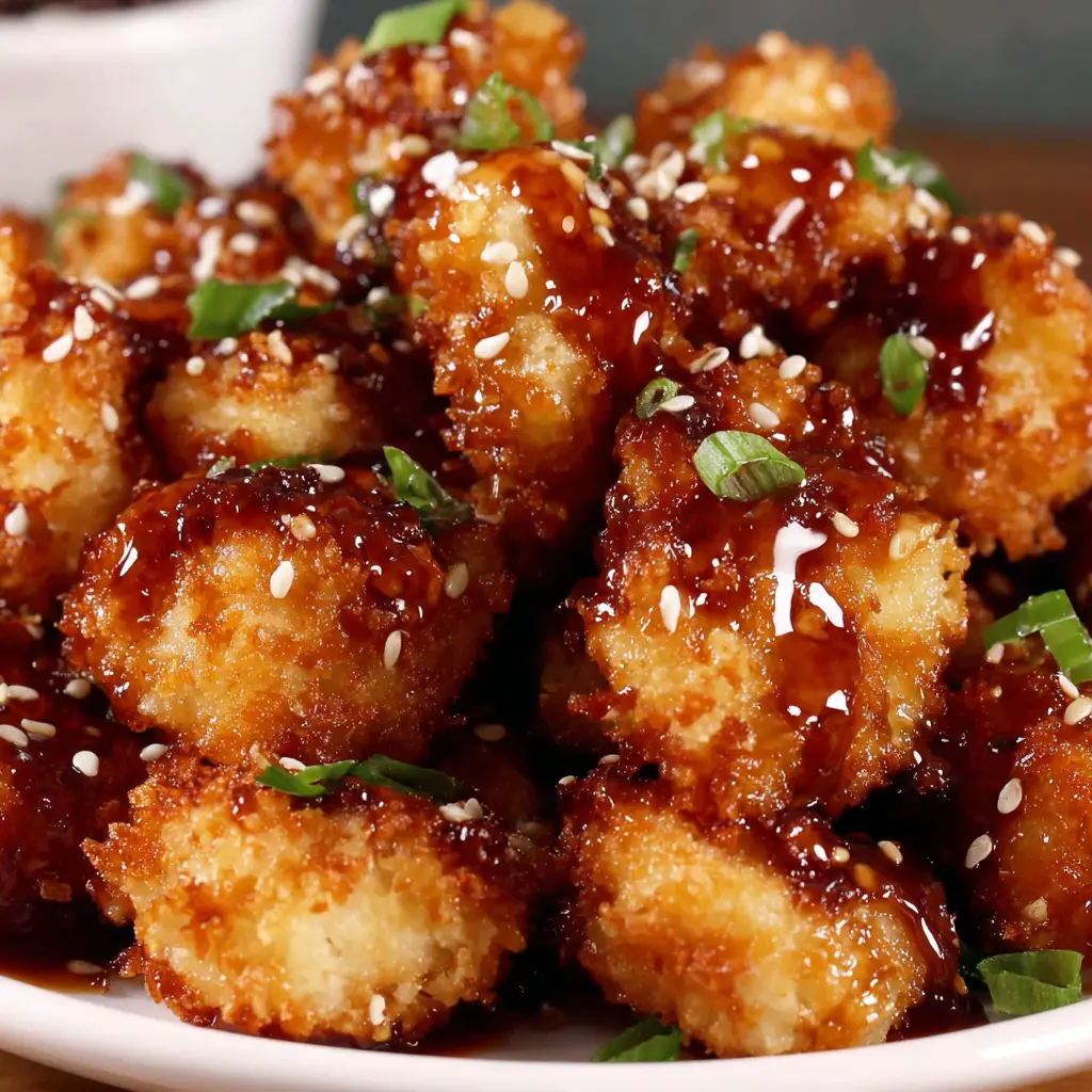 Crispy Rice Chicken Bites close up