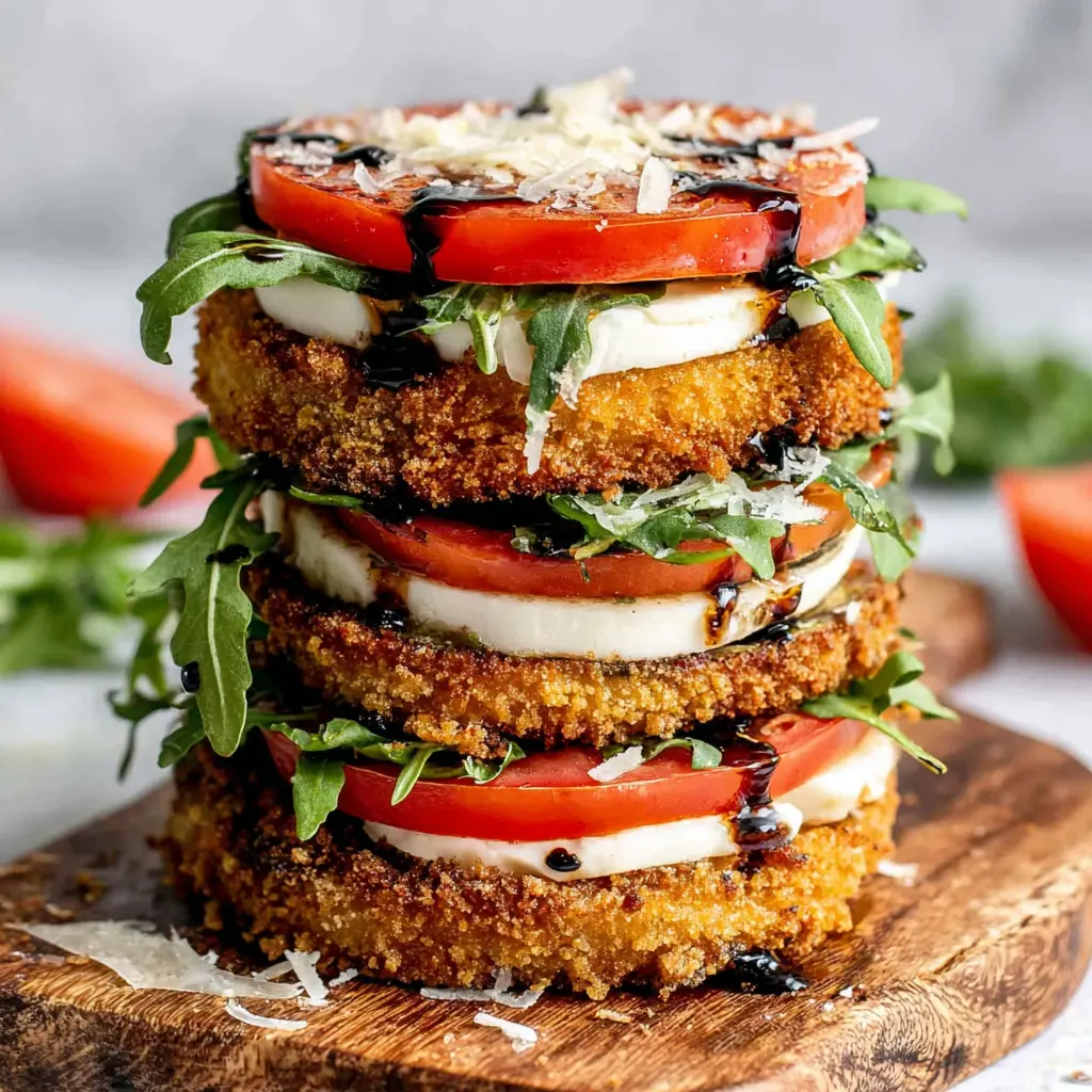 Eggplant Caprese Stack final presentation