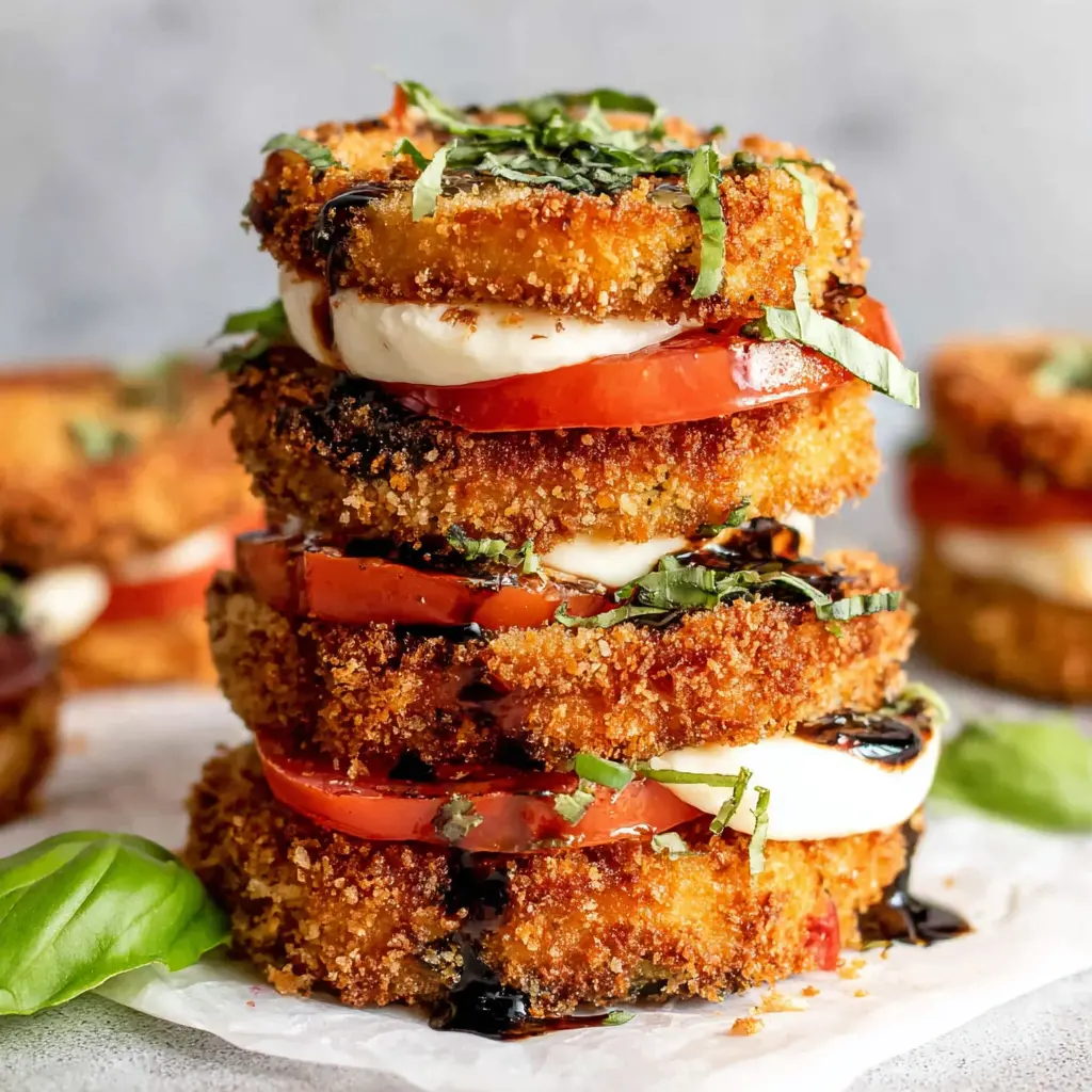 Eggplant Caprese Stack close up