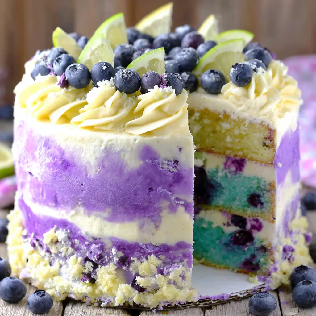 Lemon Berry Cheesecake Cake final presentation