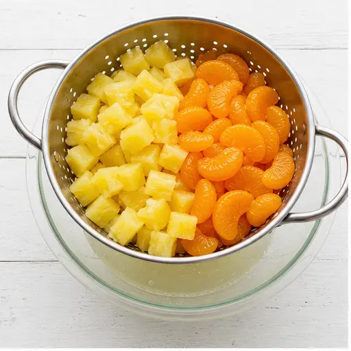 Draining the canned fruit thoroughly