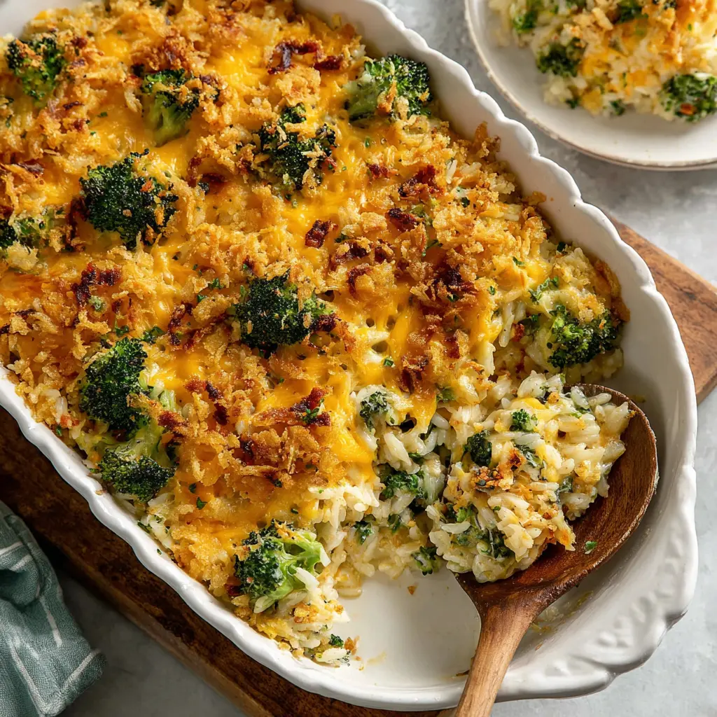 broccoli chicken cheese wild rice casserole - final presentation