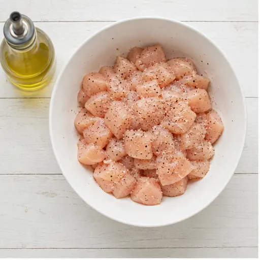 Step 1: Seasoning diced chicken fillets