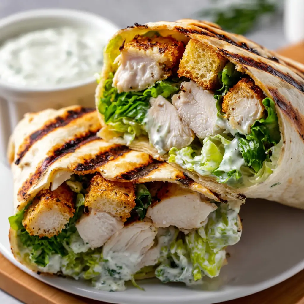 grilled chicken caesar wraps - final presentation