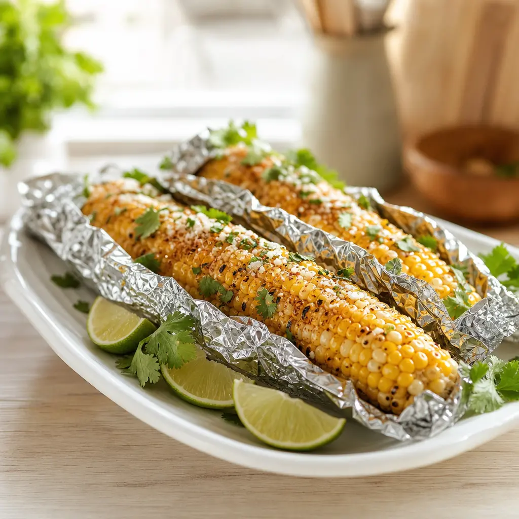grilled corn on the cob - final presentation