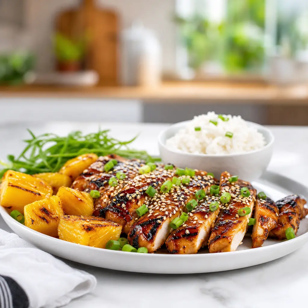 hawaiian teriyaki chicken - final presentation