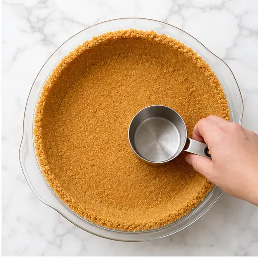 Step 2: Pressing crust into pie dish