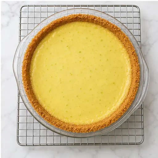 Step 4: Baked key lime pie cooling on rack