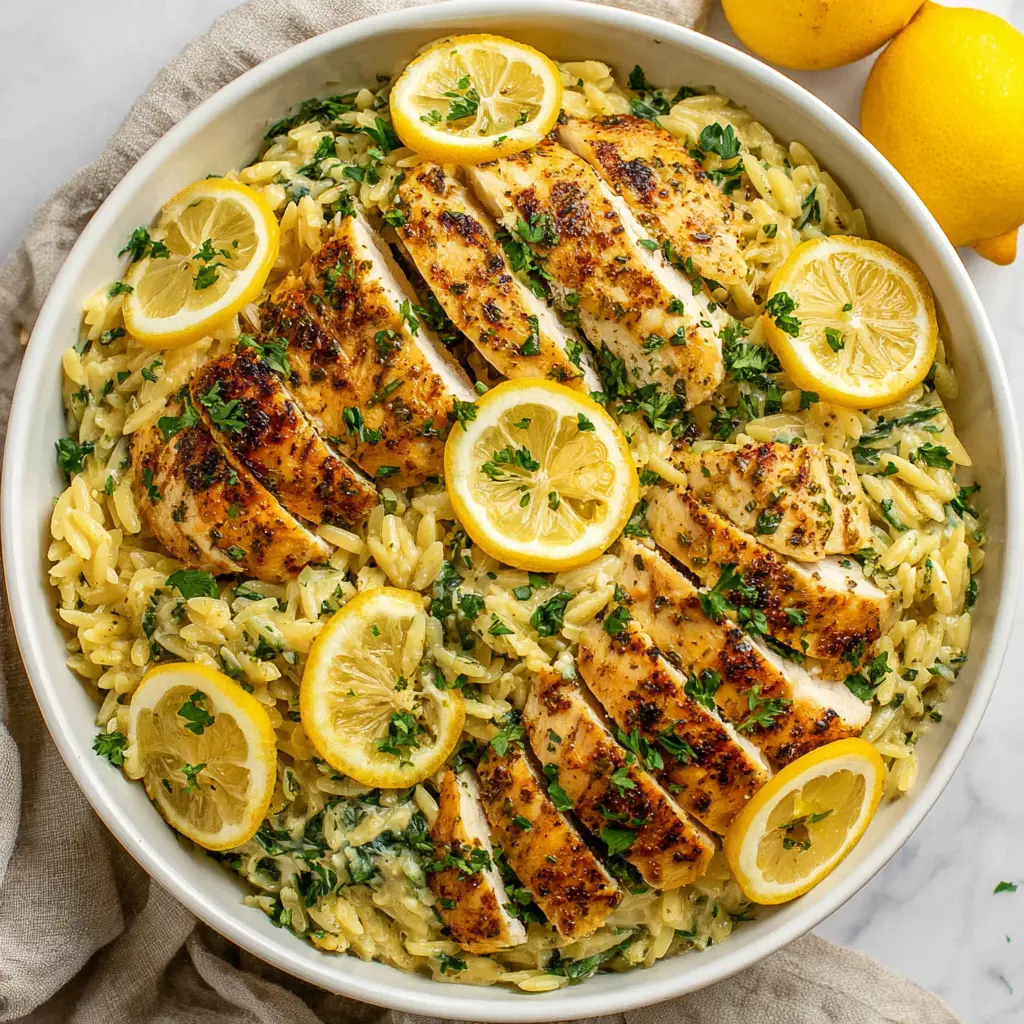 lemon chicken orzo - final presentation