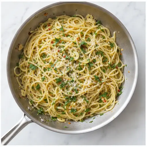 Step 4: Serving finished pasta with parsley and Parmesan