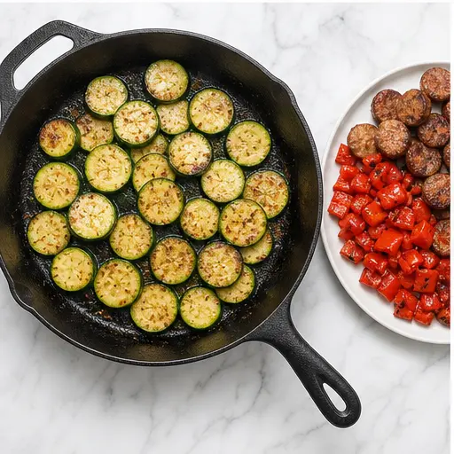 Step 3: Sautéing zucchini rounds until tender