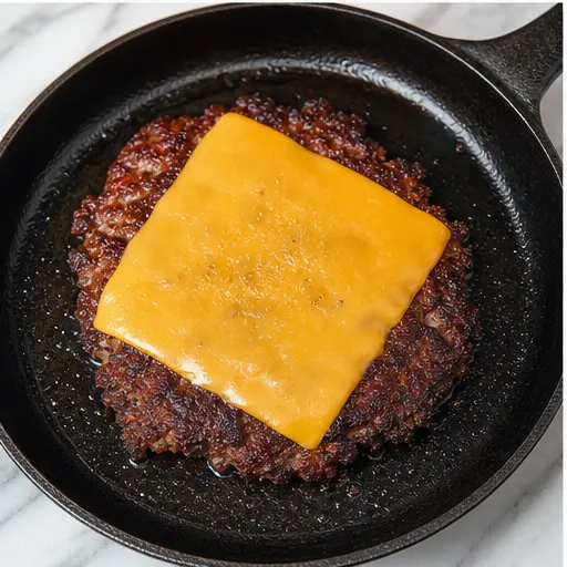 Step 3: Flipping and adding cheese for the final cook
