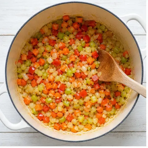 Step 1: Sautéing aromatics until translucent