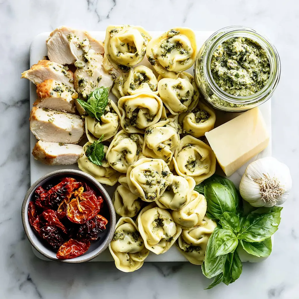 summer pesto tortellini skillet - main ingredients