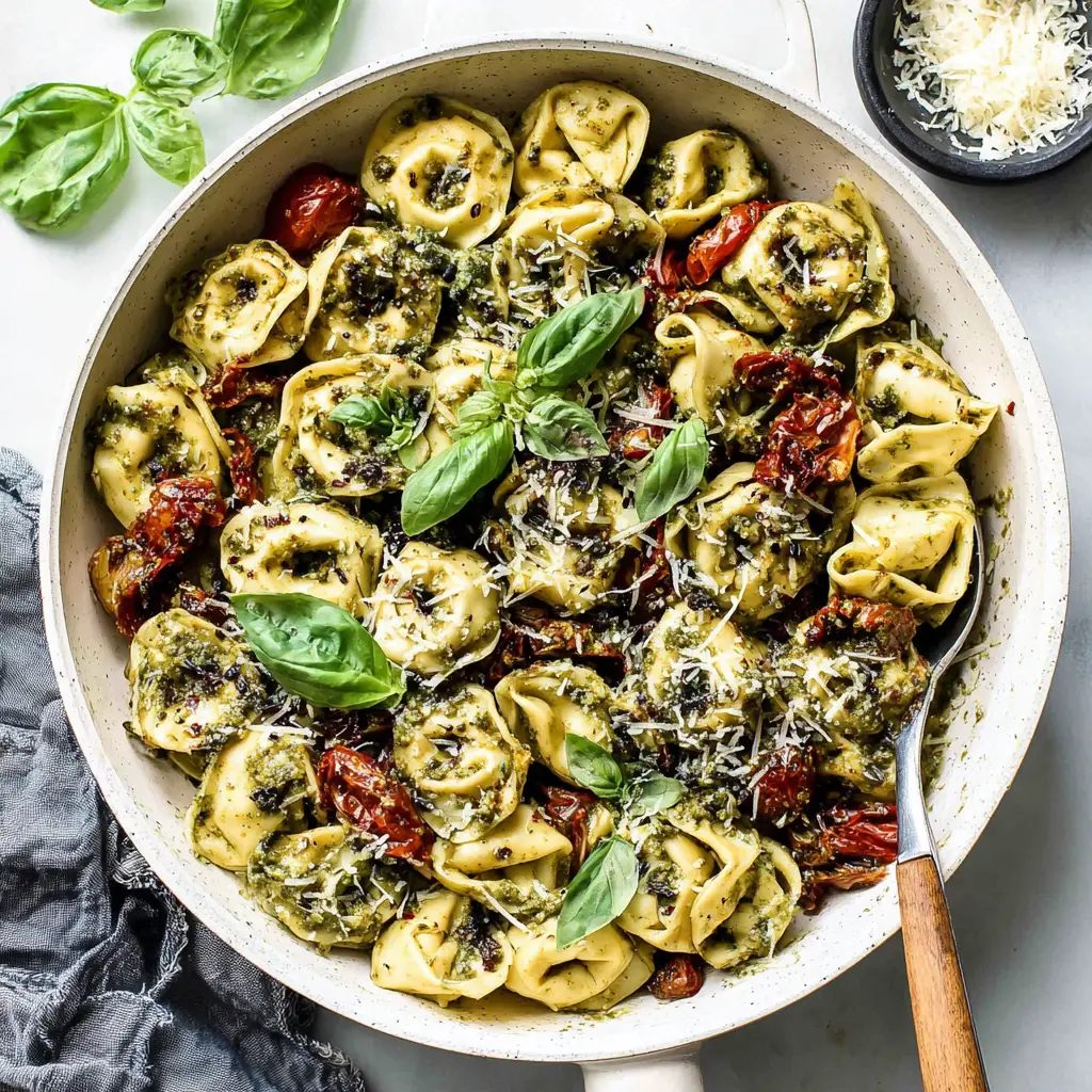summer pesto tortellini skillet - final presentation