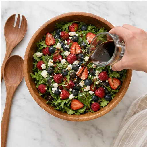 Step 4: Drizzling with balsamic vinaigrette