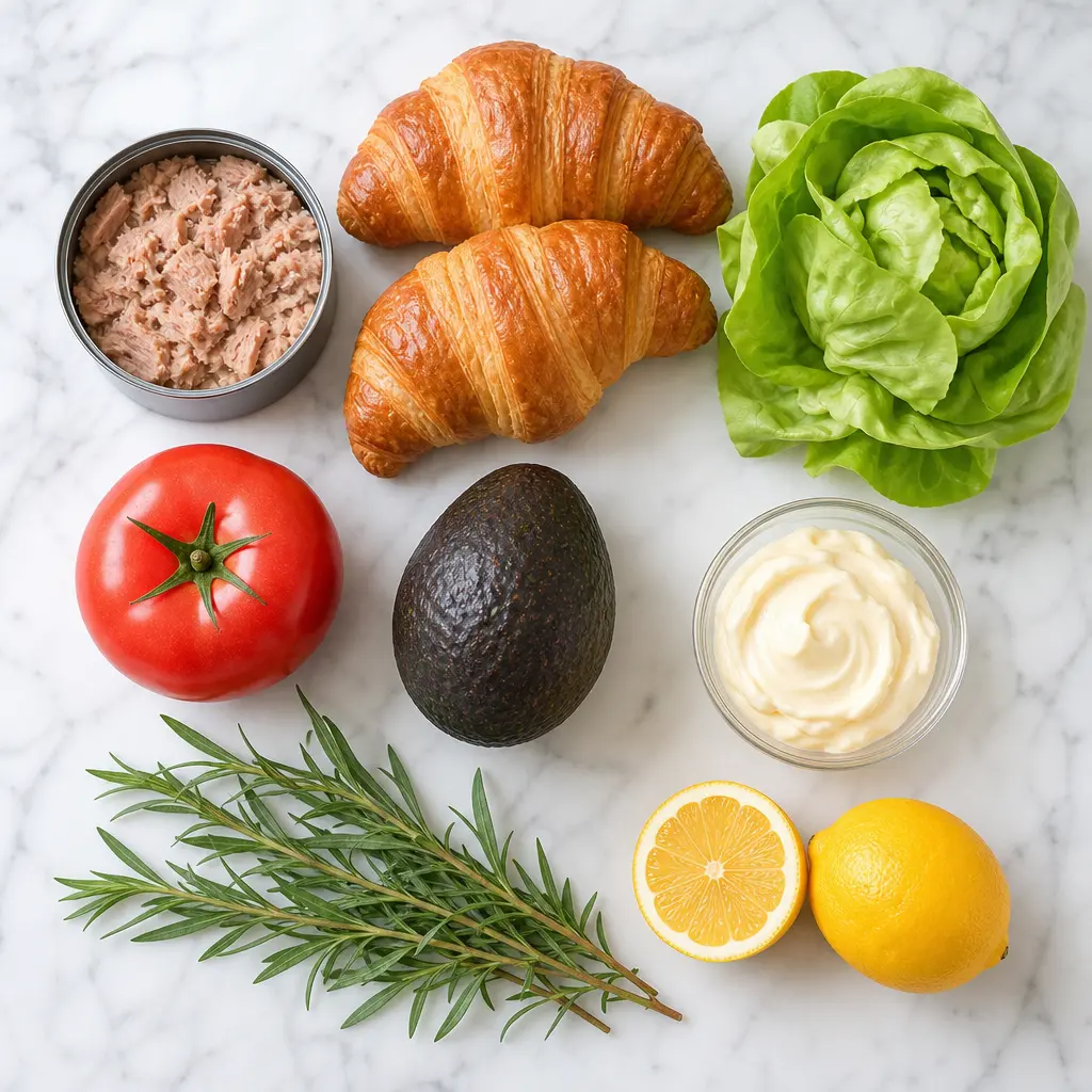 tuna salad croissant sandwich - main ingredients