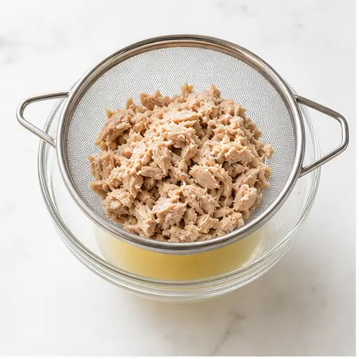 Step 1: Draining the canned tuna