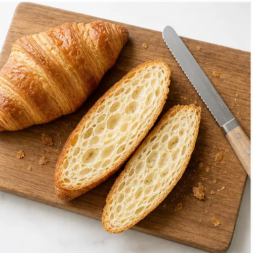 Step 3: Slicing the fresh croissants