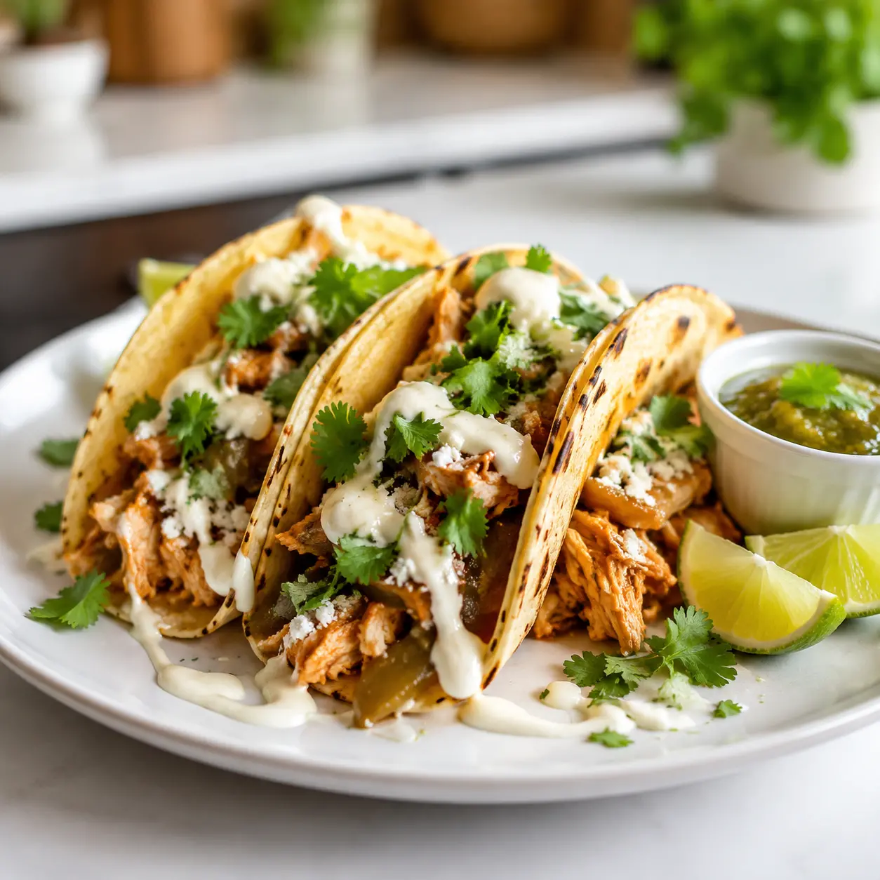 baked chicken chile tacos - final presentation