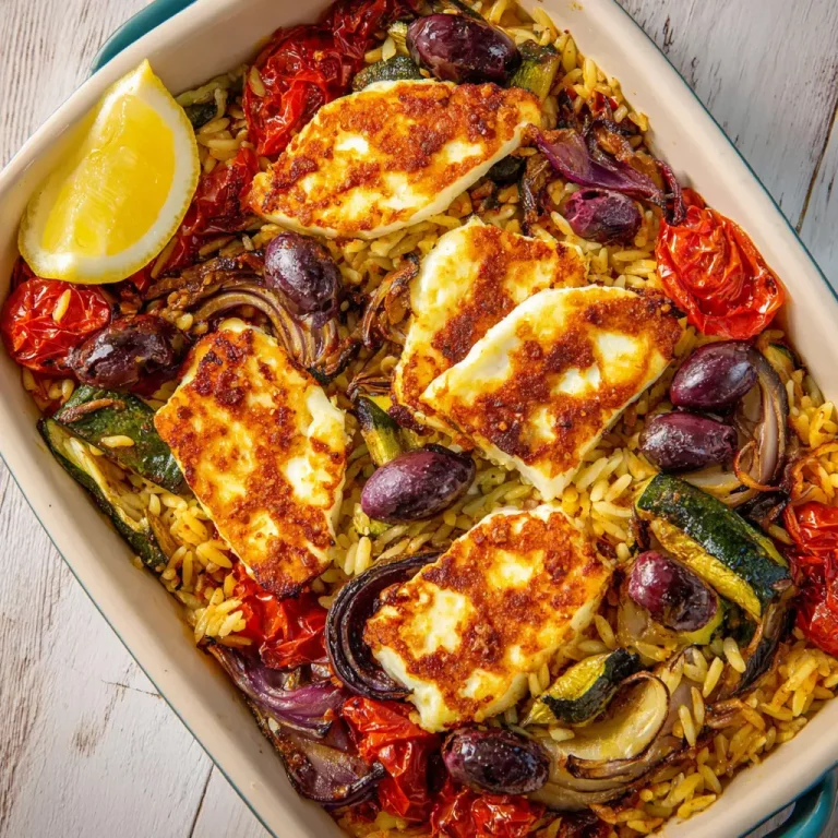 baked orzo with halloumi 128617439