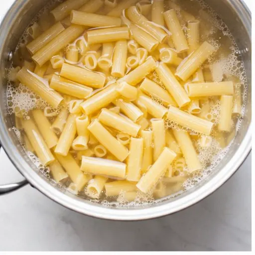 Step 1: Boiling ziti pasta al dente