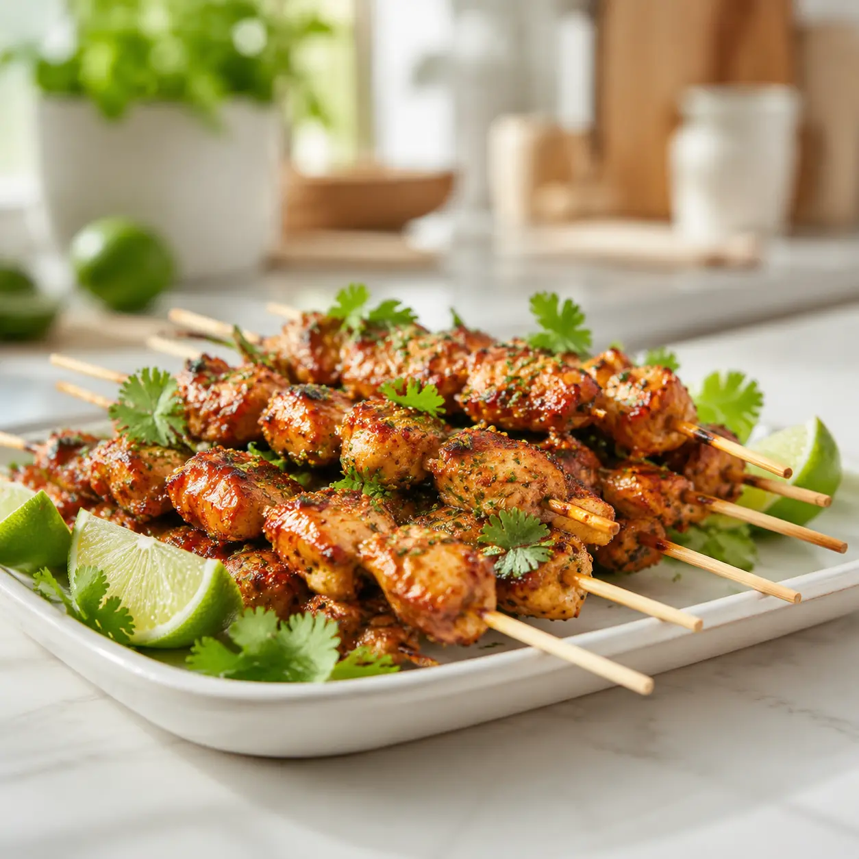 bang bang chicken skewers - final presentation