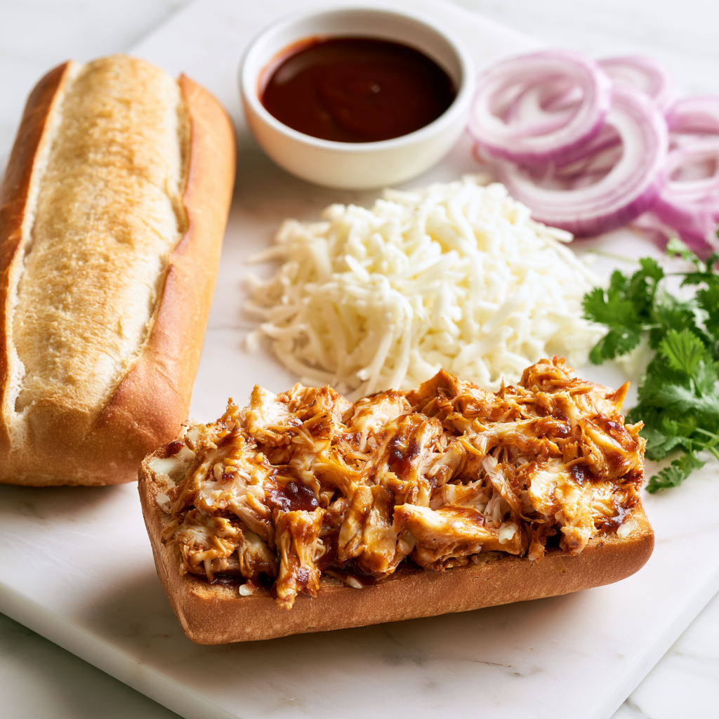 bbq chicken french bread pizza - main ingredients