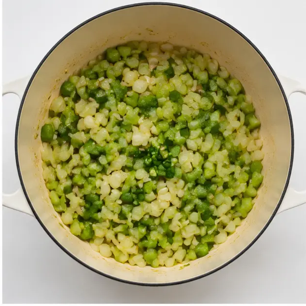 Step 2: Sautéing the holy trinity vegetables