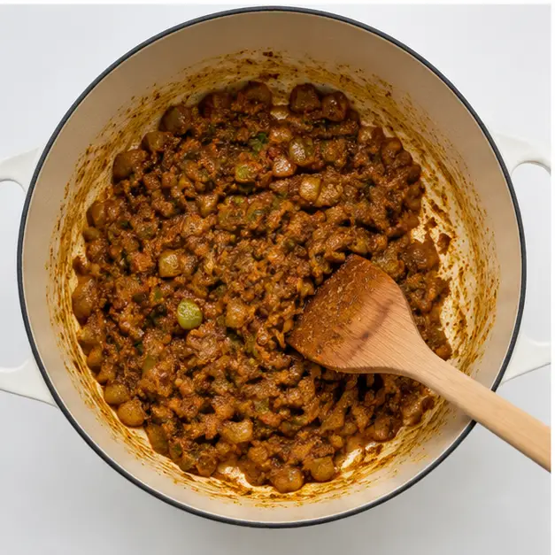 Step 3: Blooming spices and flour