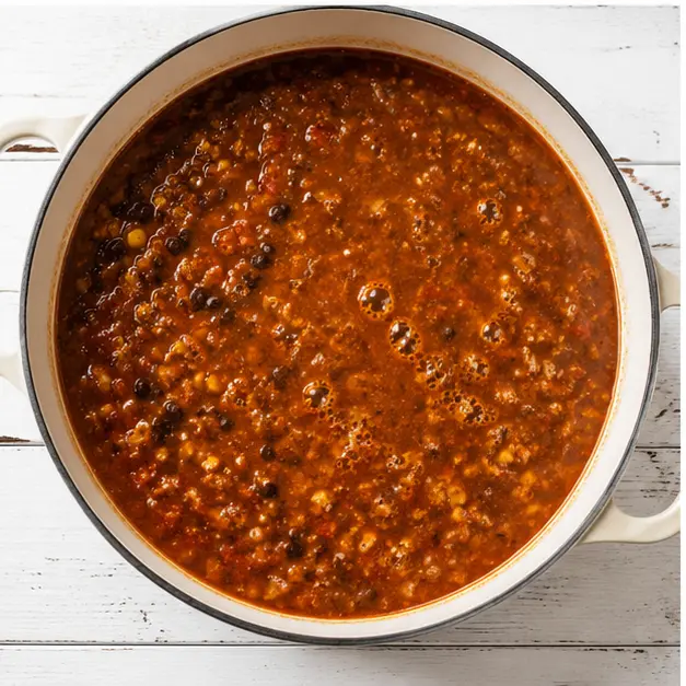 Step 3: Simmering with taco seasoning and salt
