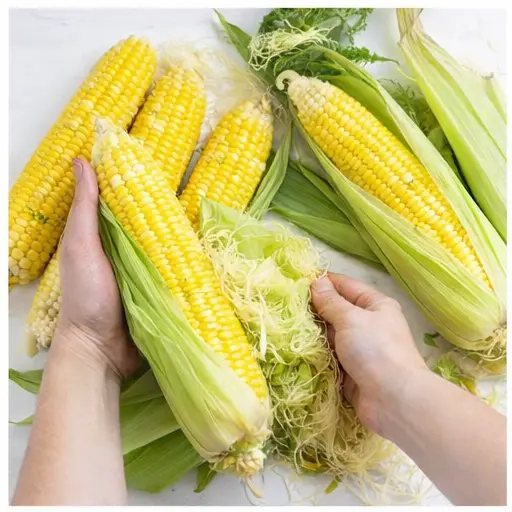 Step 1: Shucking the corn and removing silk
