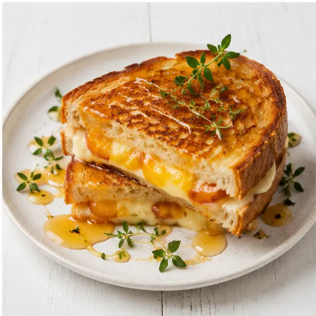 Step 4: Drizzling finished sandwich with honey and thyme