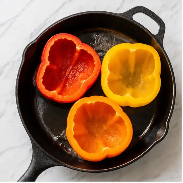 Step 1: Halving and seeding bell peppers