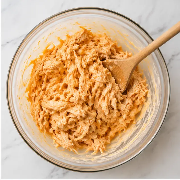 Step 2: Mixing the creamy buffalo chicken filling