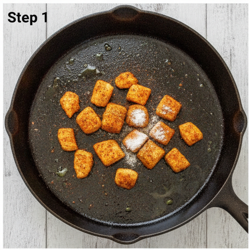 cajun bbq chicken pasta skillet - step 1