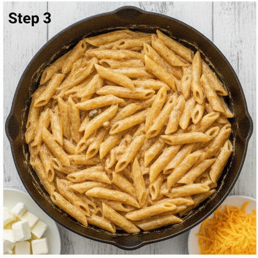 cajun bbq chicken pasta skillet - step 3