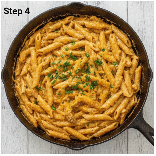 cajun bbq chicken pasta skillet - step 4