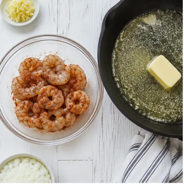 Step 1: Season and prepare shrimp
