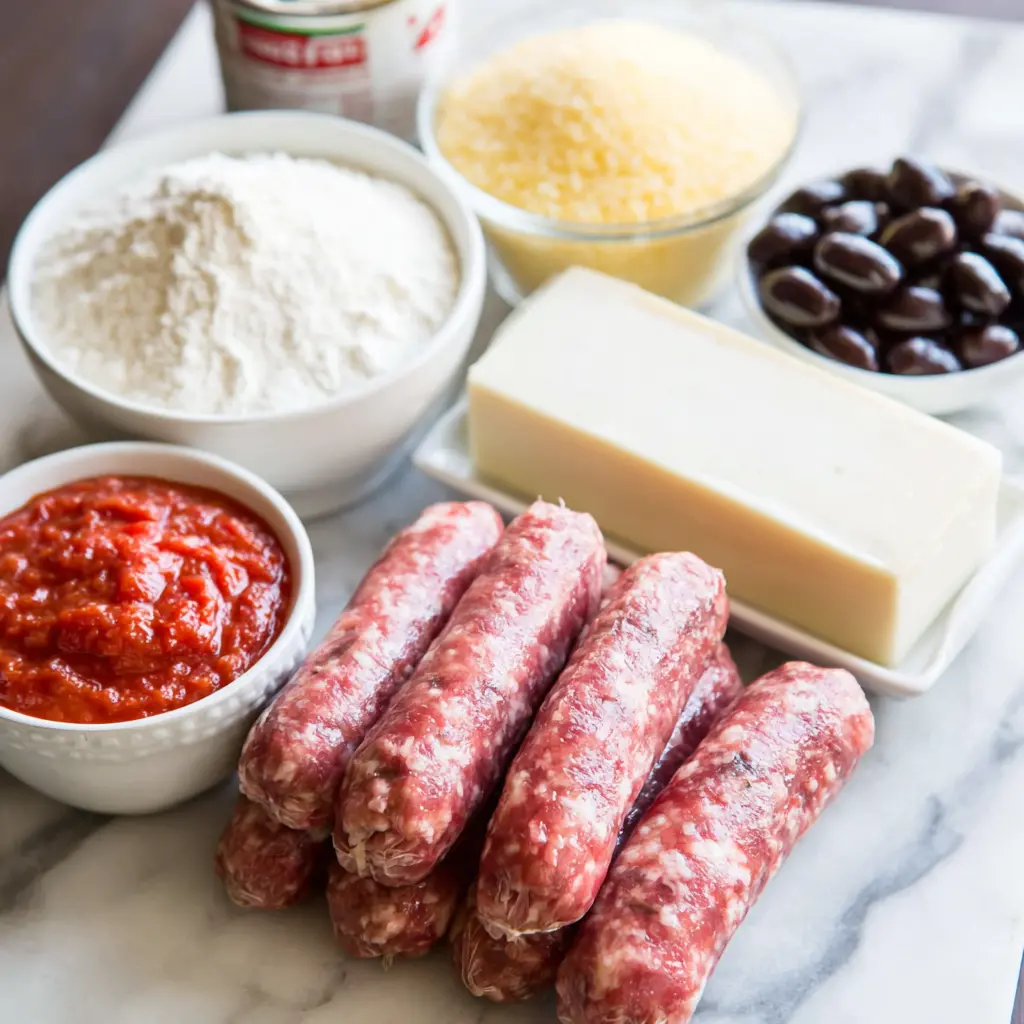 chicago style deep dish pizza - main ingredients