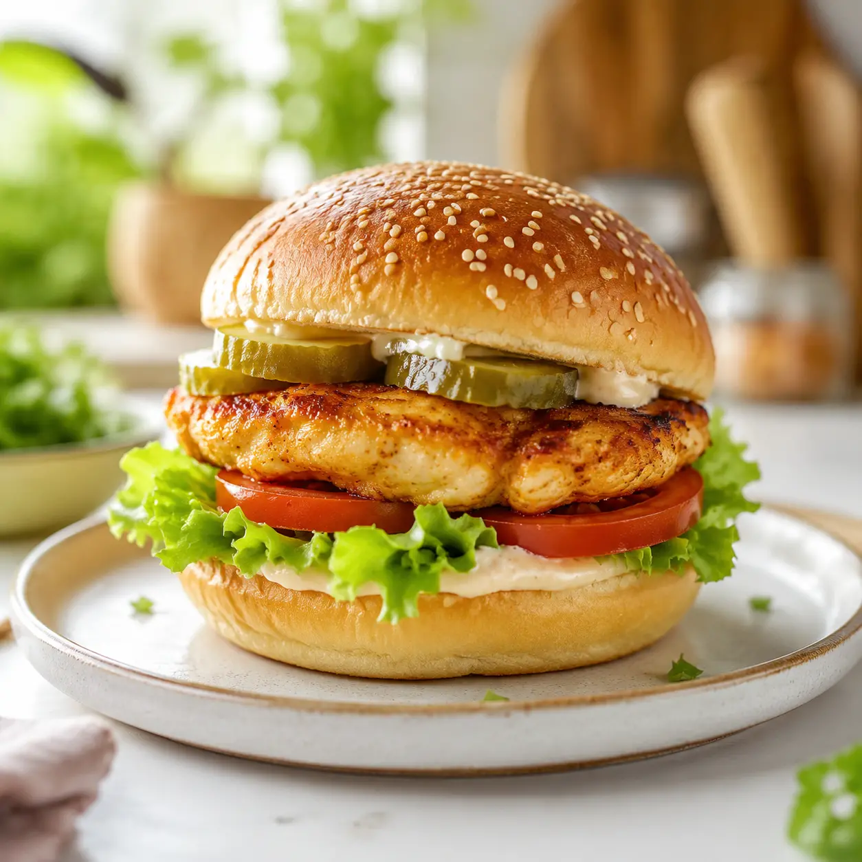 chicken burger - final presentation