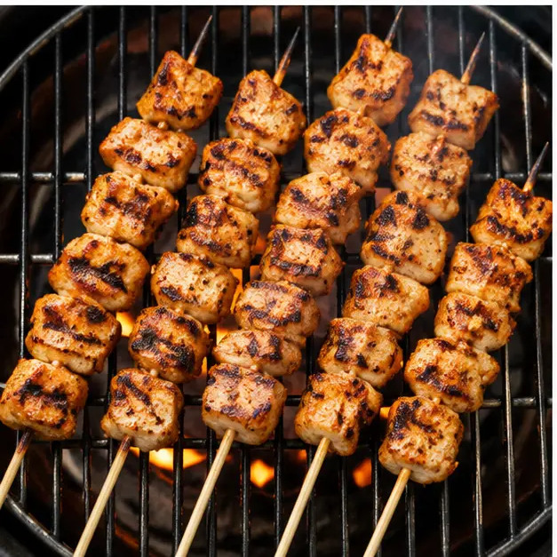 Step 3: Grill skewers until charred and cooked through