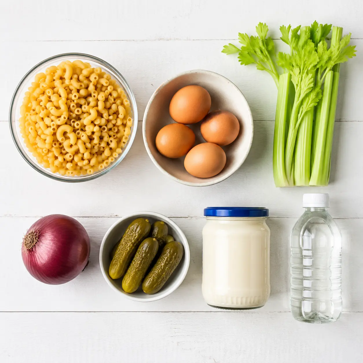 classic macaroni salad - main ingredients