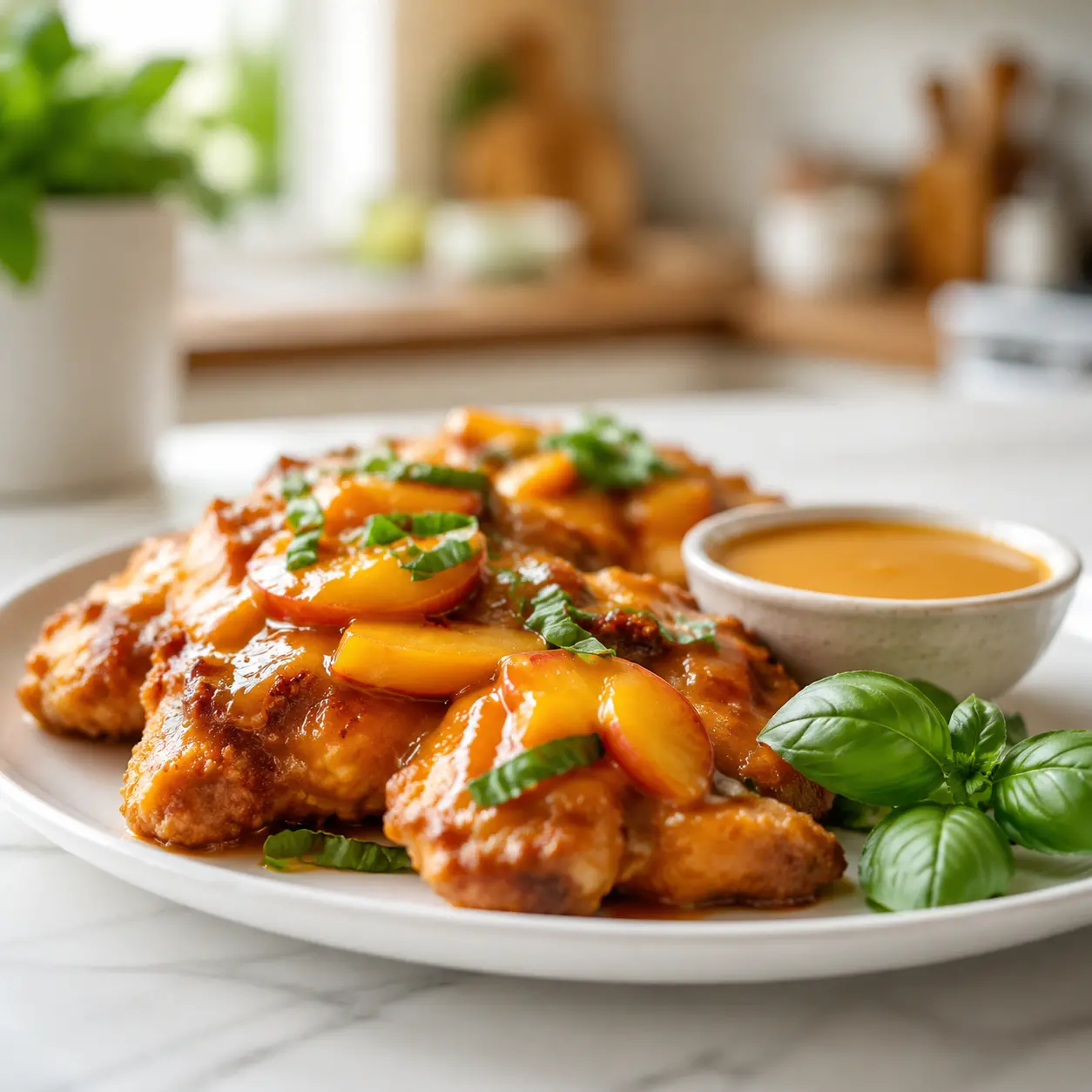 coconut peach chicken - final presentation