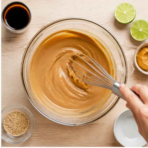 Step 2: Whisking creamy peanut sauce