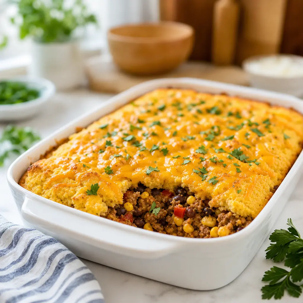 cowboy cornbread casserole - final presentation